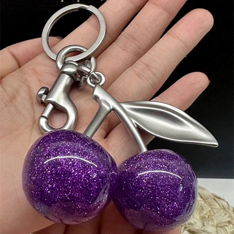 Crystal Cherry Pendant Bag Charm