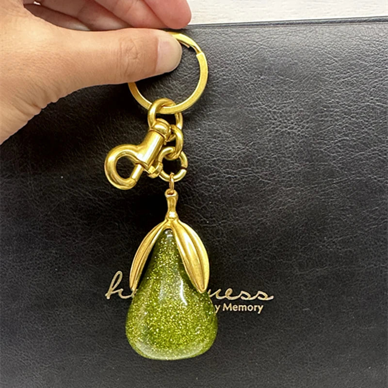 Crystal Pear Keychain Bag Charm