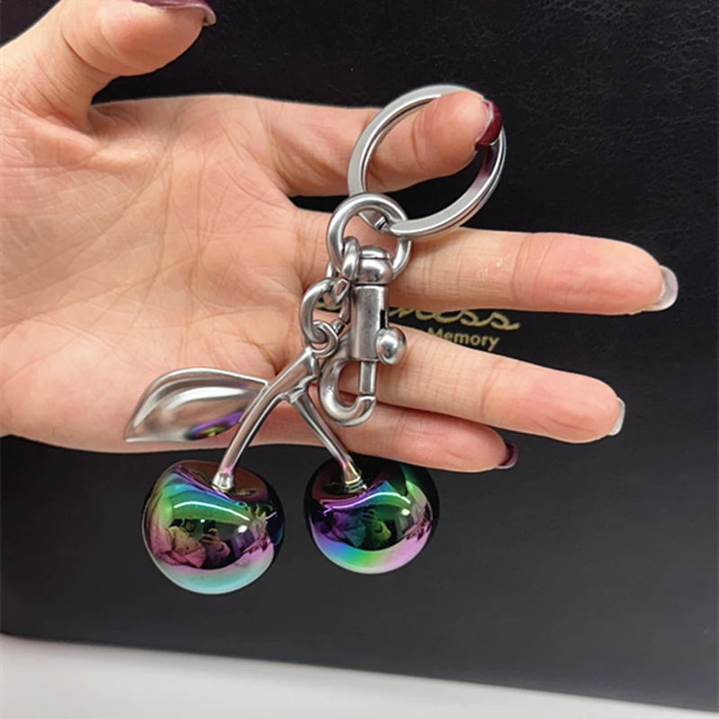 Gradient Cherry Pendant Bag Charm