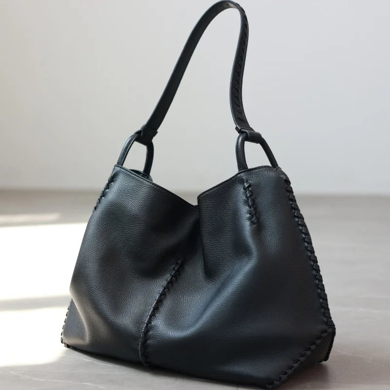 Woven Leather Shoulder Tote