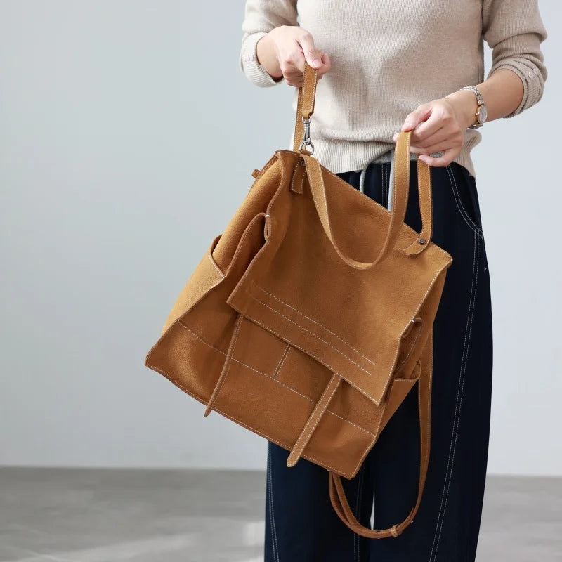 Leather Flap Commuter Backpack