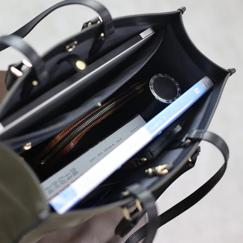 Nylon Leather Trim Work Tote