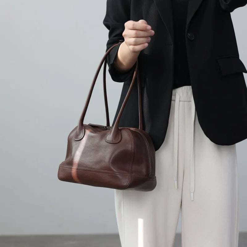 Leather Barrel Shoulder Bag
