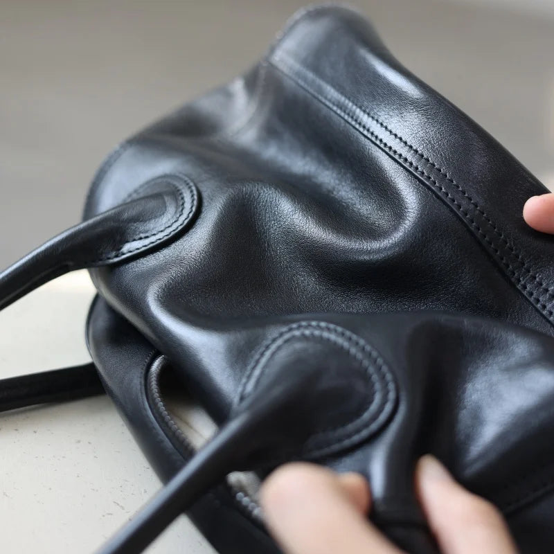 Leather Barrel Shoulder Bag