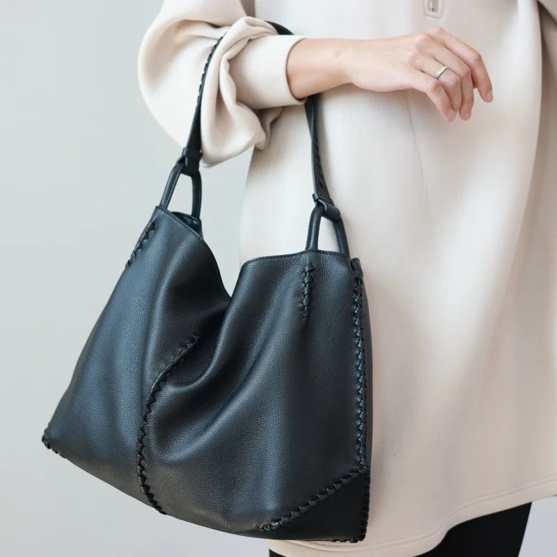 Woven Leather Shoulder Tote