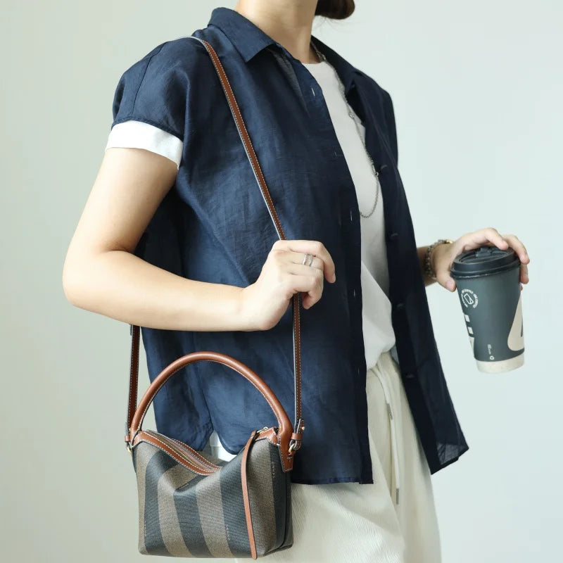 Striped Canvas Mini Crossbody Bag