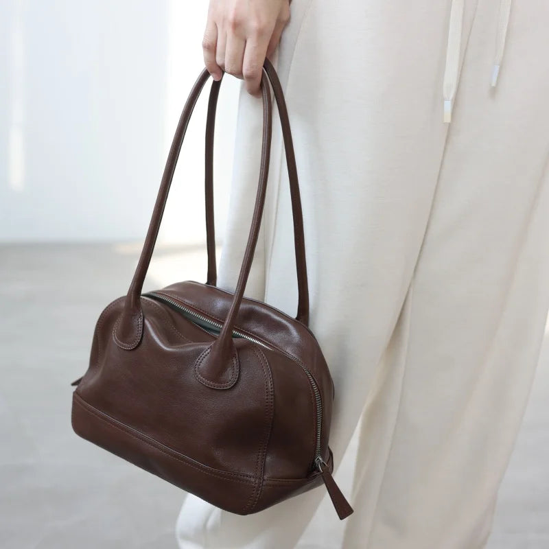 Leather Barrel Shoulder Bag
