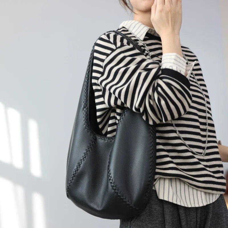 Woven Leather Hobo Bag