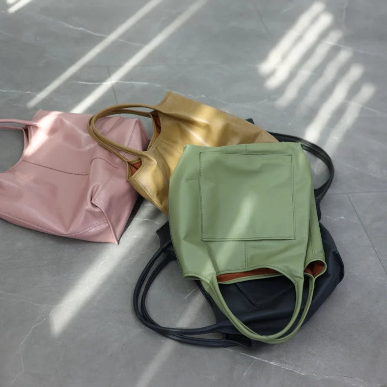 Leather Front Pocket Tote
