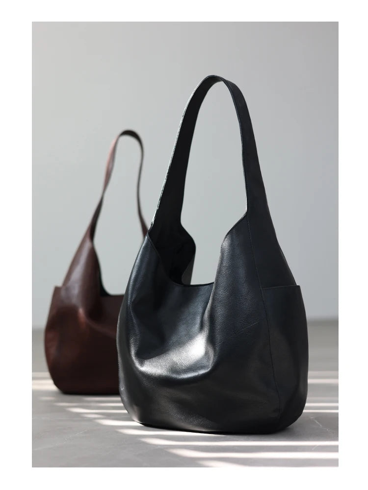 Slouchy Leather Shoulder Hobo Bag