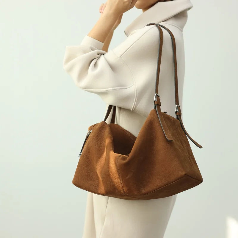Leather Zip Shoulder Tote
