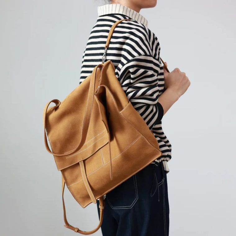 Leather Flap Commuter Backpack