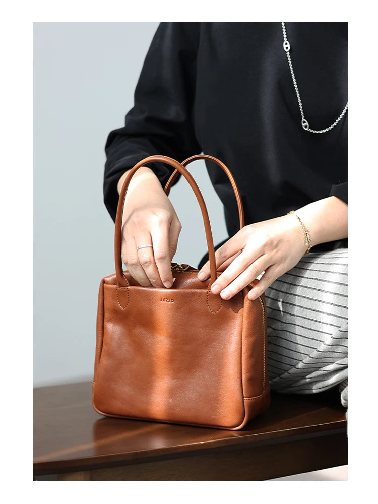 Leather Square Zip Tote