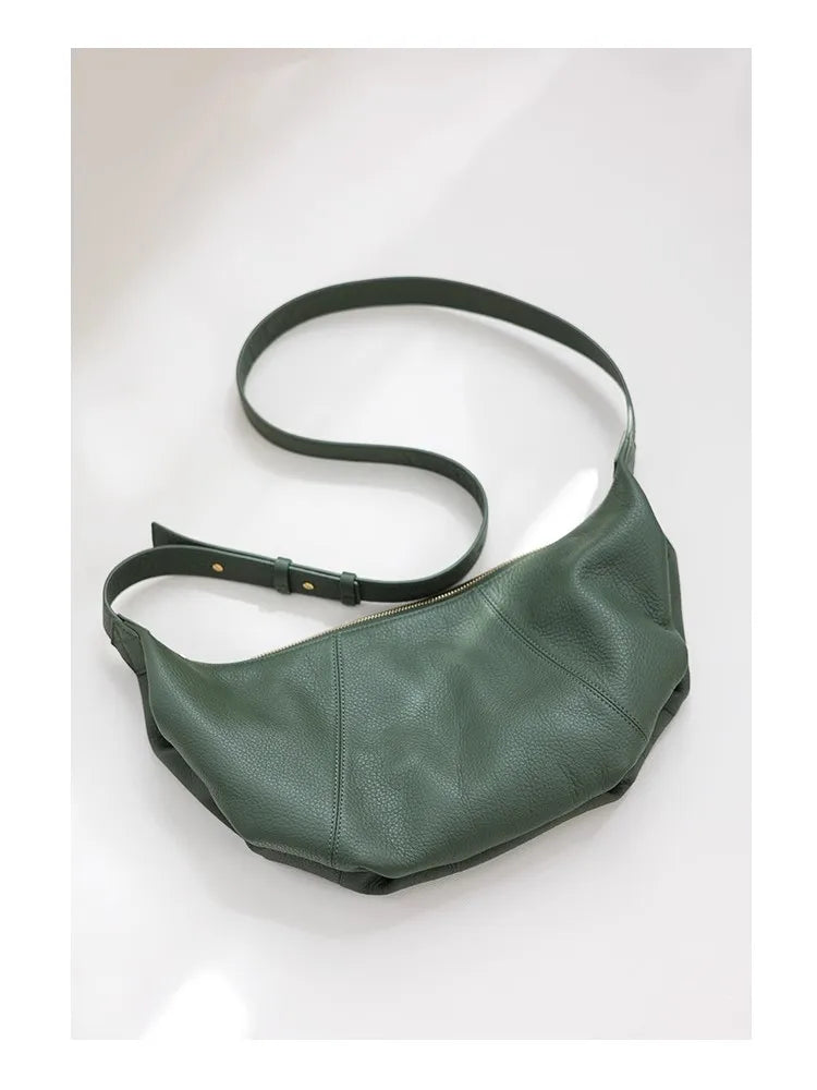 Leather Crescent Shoulder Bag