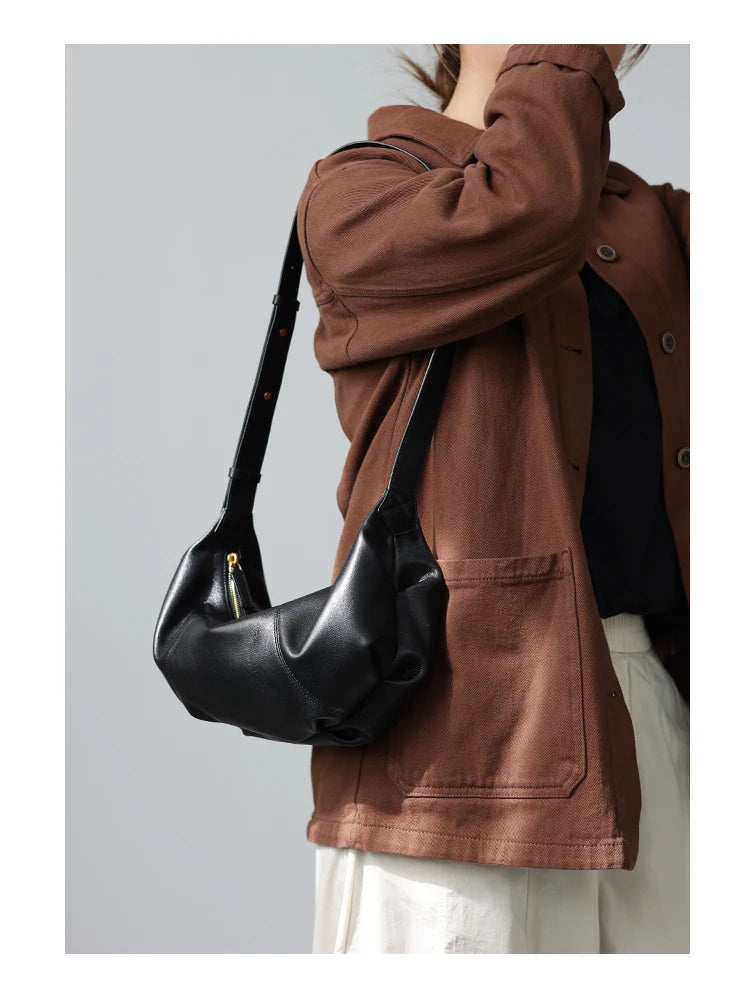 Leather Crescent Shoulder Bag