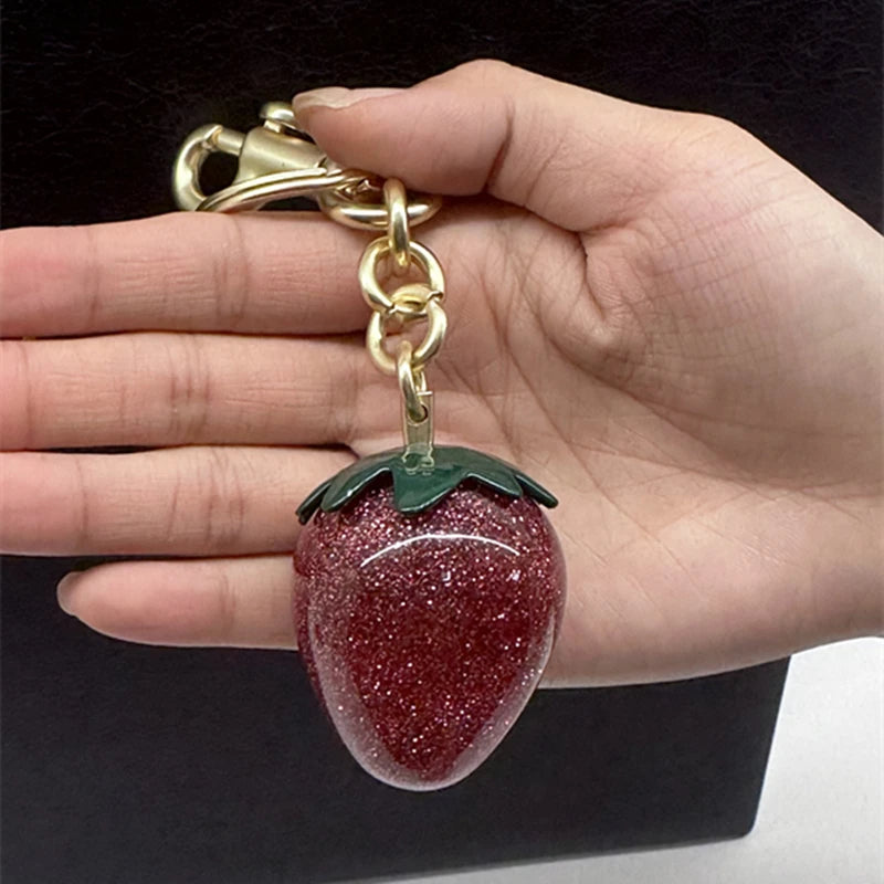 Crystal Strawberry Keychain Bag Charm