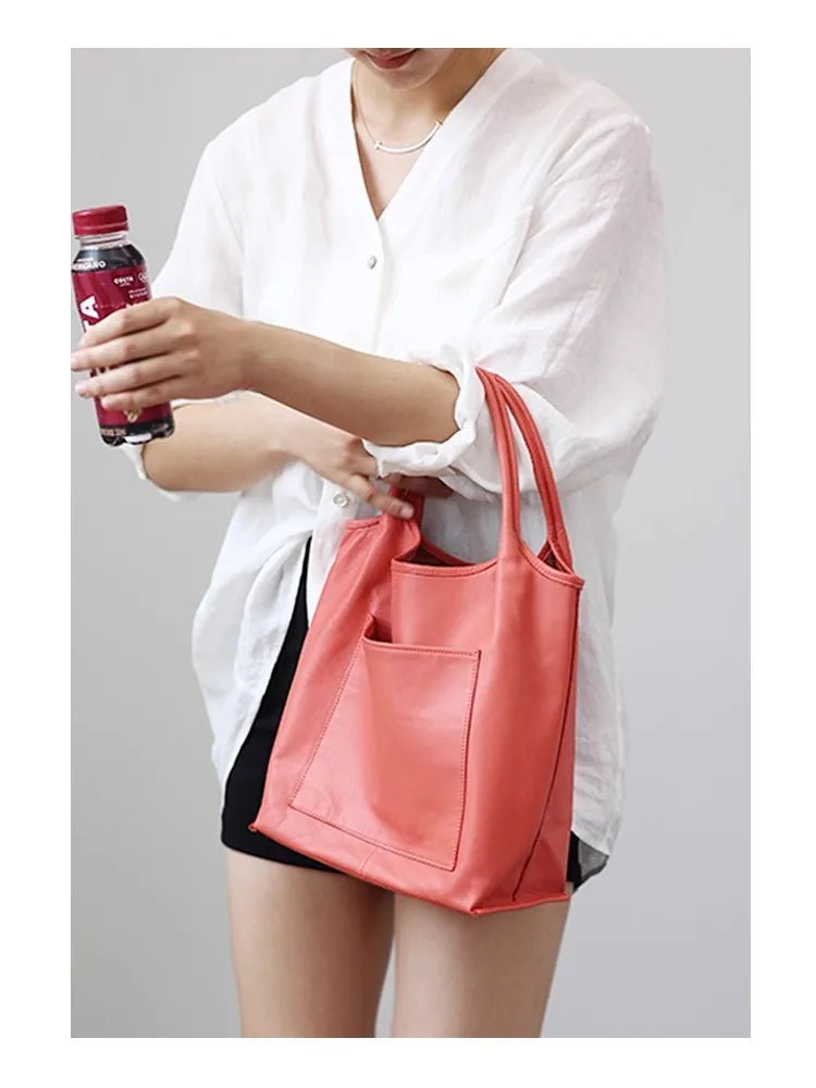 Leather Front Pocket Tote