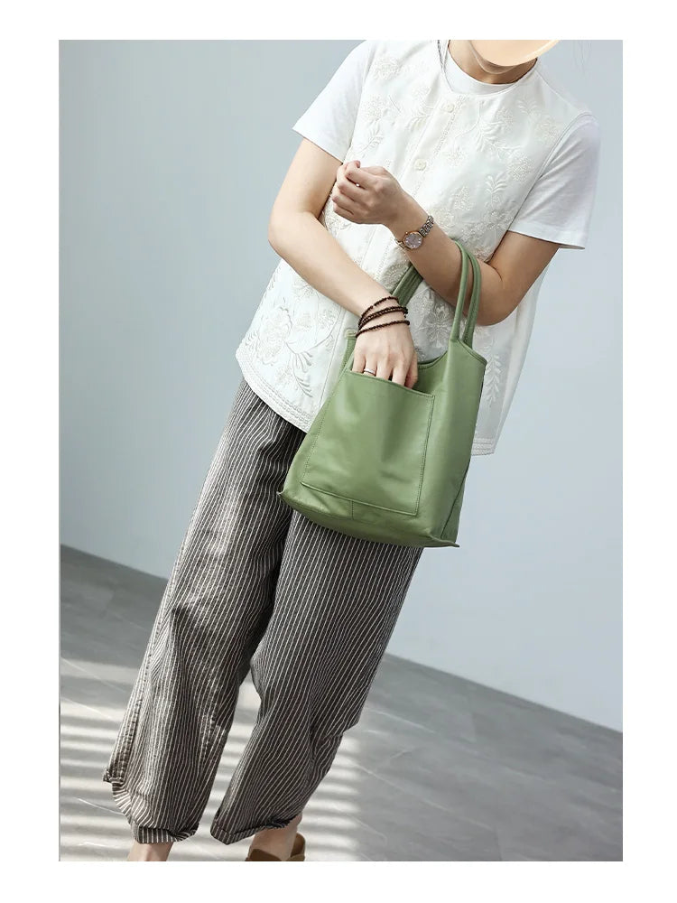 Leather Front Pocket Tote