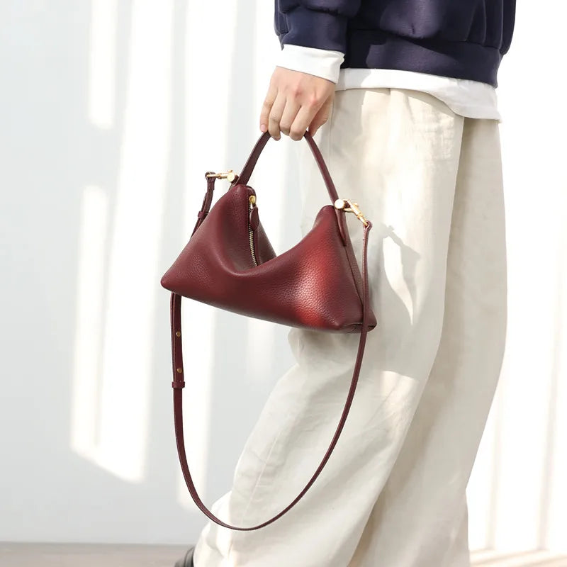 Pebbled Leather Crescent Bag