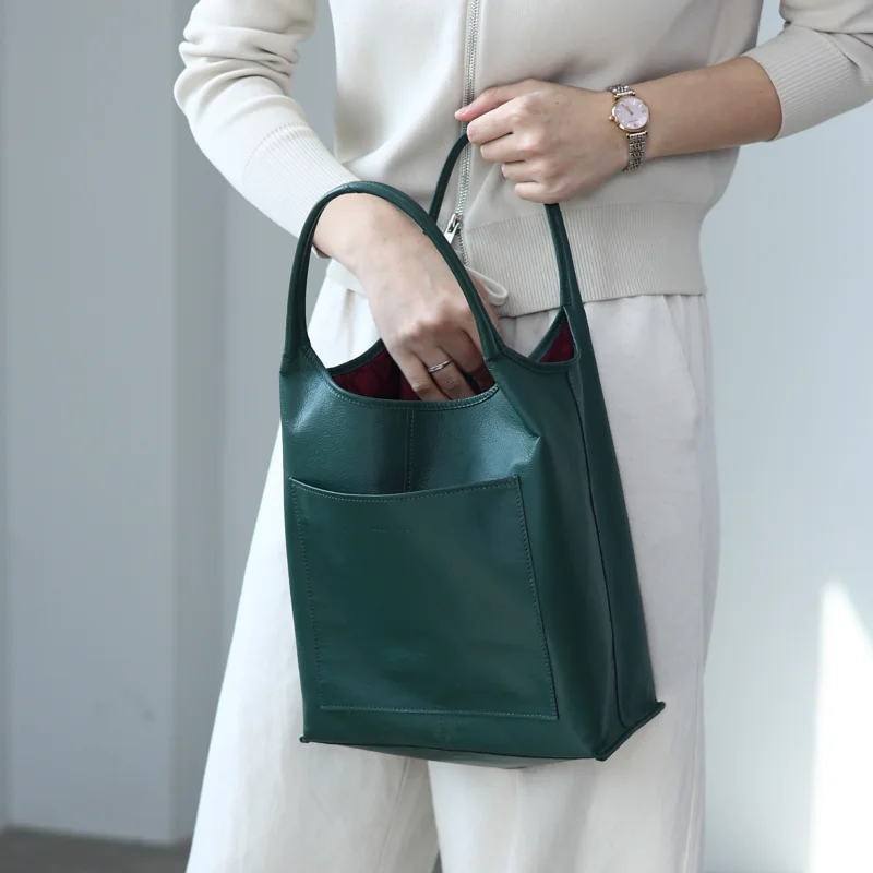 Leather Front Pocket Tote