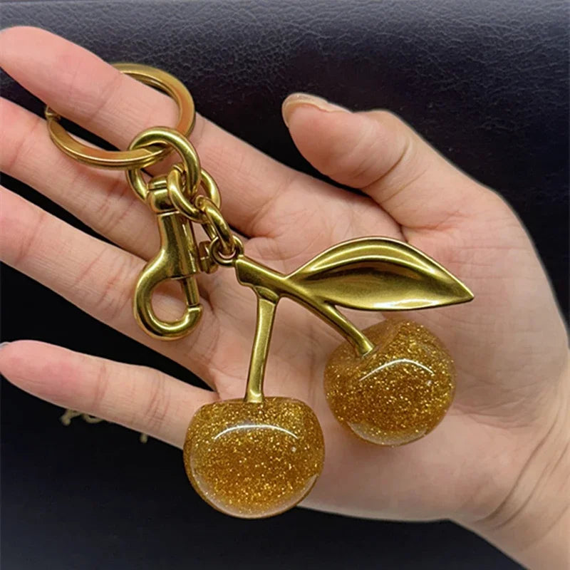 Sparkling Cherry Keychain Bag Charm