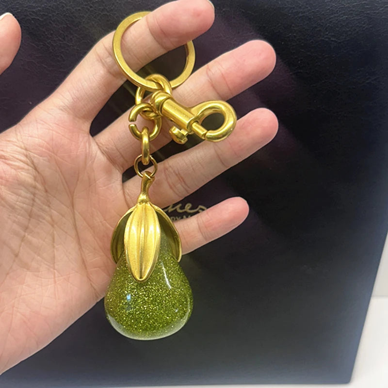 Crystal Pear Keychain Bag Charm
