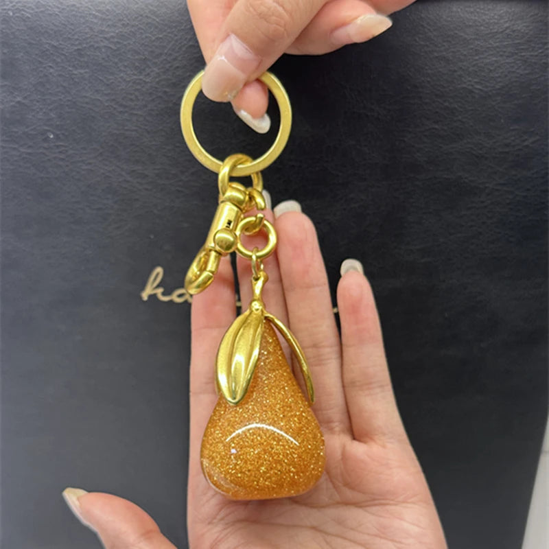 Crystal Pear Keychain Bag Charm