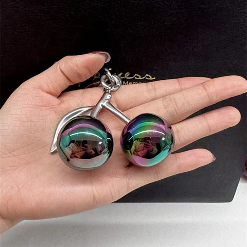 Gradient Cherry Pendant Bag Charm