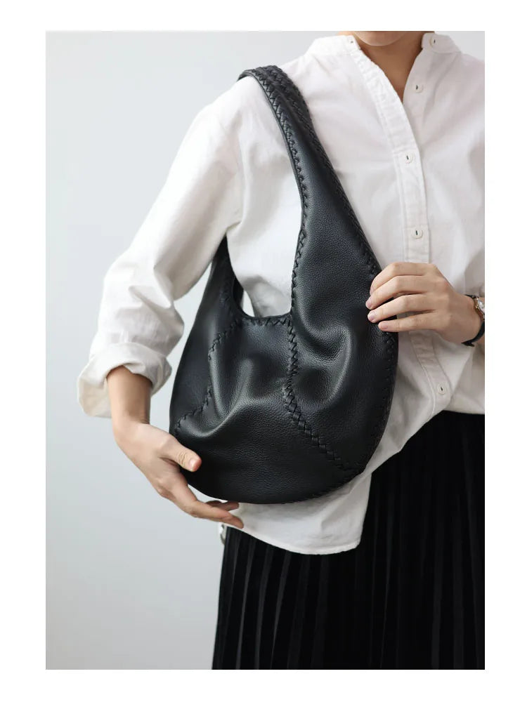 Woven Leather Hobo Bag
