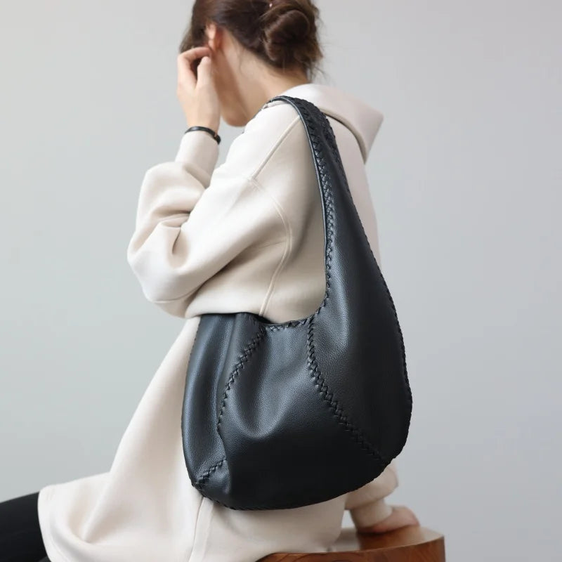 Woven Leather Hobo Bag