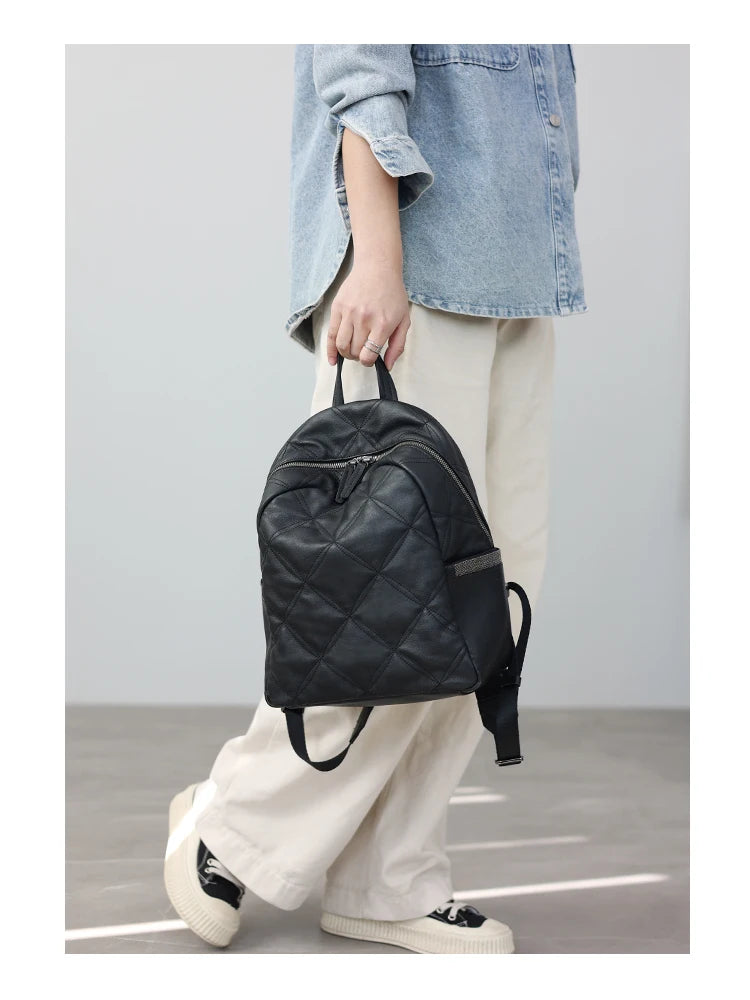Quilted Leather Travel Backpack
