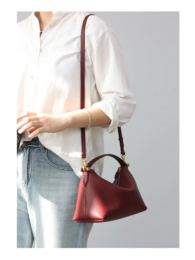 Pebbled Leather Crescent Bag