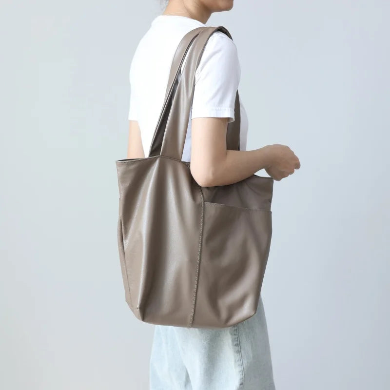 Large Leather Shoulder Tote