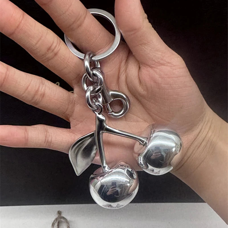 Mirror Cherry Pendant Bag Charm