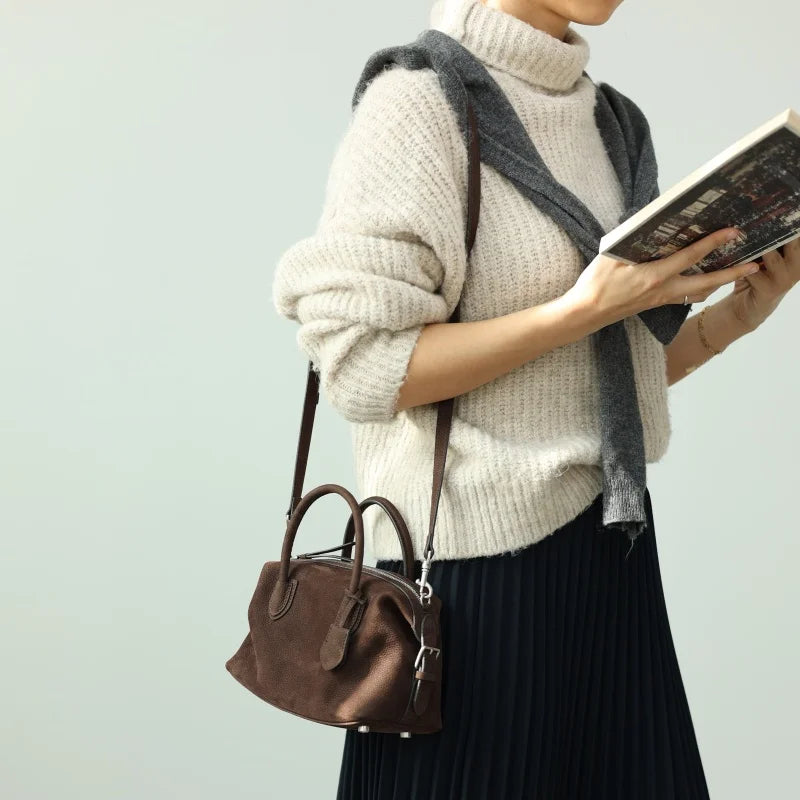 Leather Boston Crossbody Bag