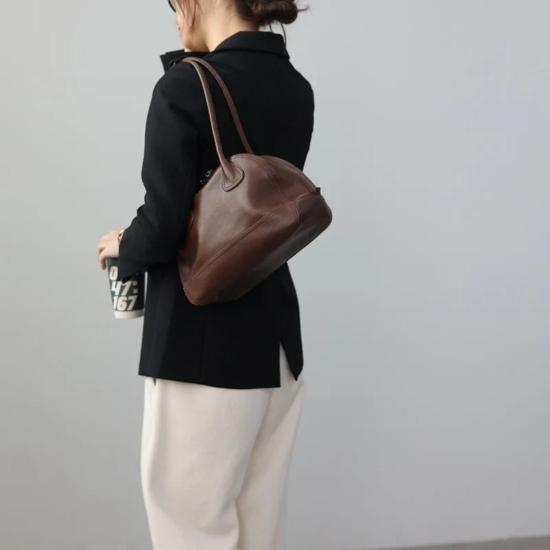 Leather Barrel Shoulder Bag