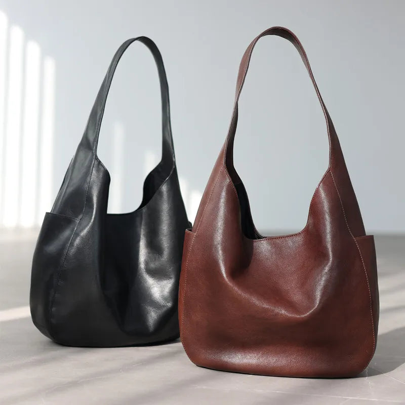 Slouchy Leather Shoulder Hobo Bag