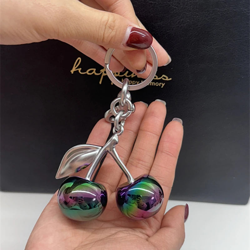 Gradient Cherry Pendant Bag Charm