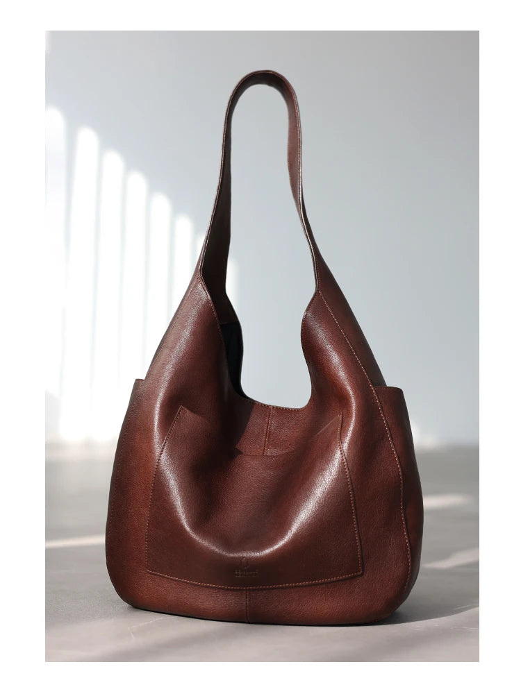 Slouchy Leather Shoulder Hobo Bag
