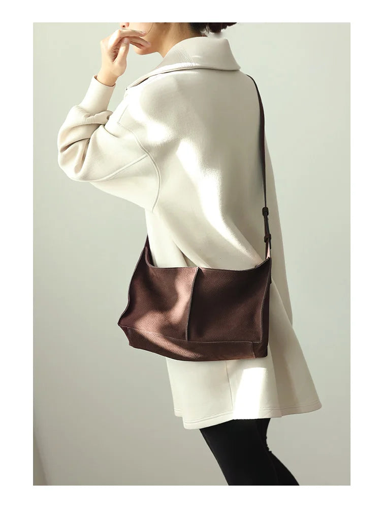 Suede Crescent Shoulder Bag