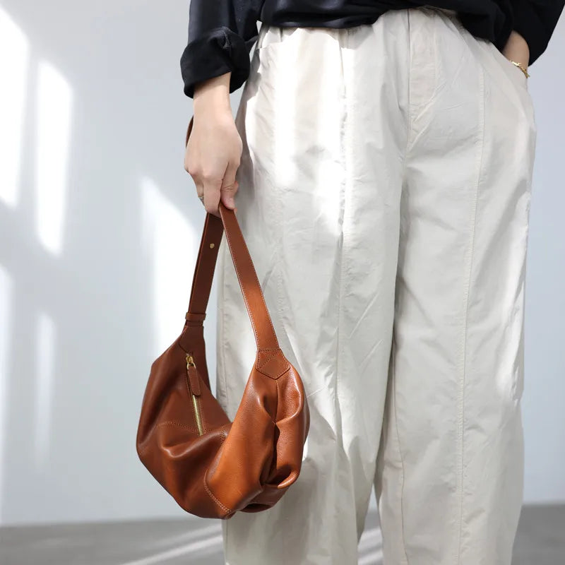 Leather Crescent Shoulder Bag