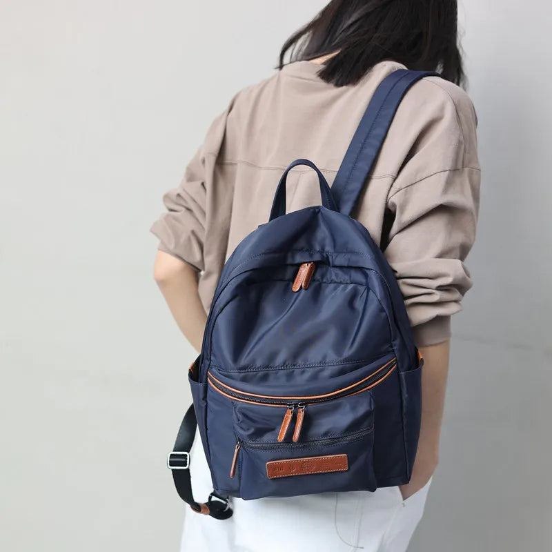 Nylon Leather Trim Travel Backpack