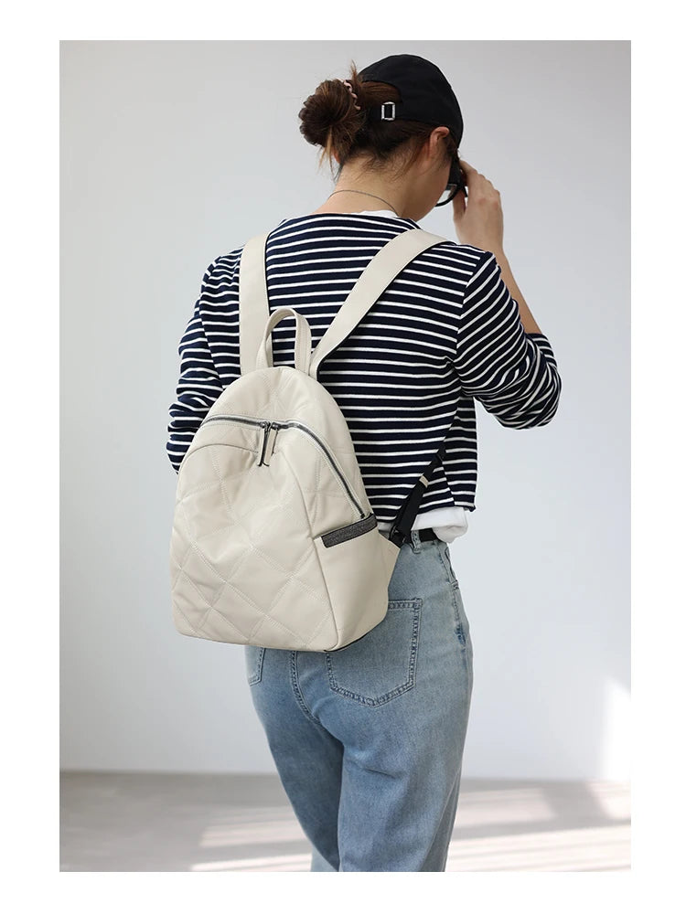 Quilted Leather Travel Backpack