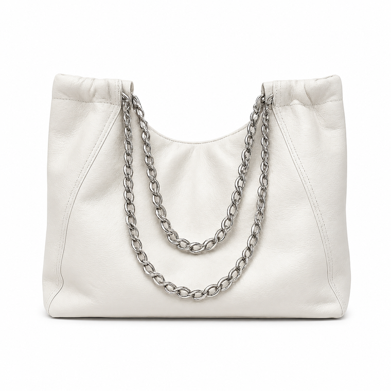 Leather Chain Shoulder Tote