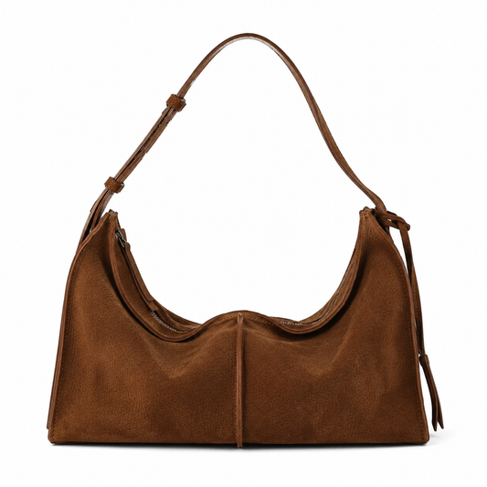 Suede Crescent Shoulder Bag