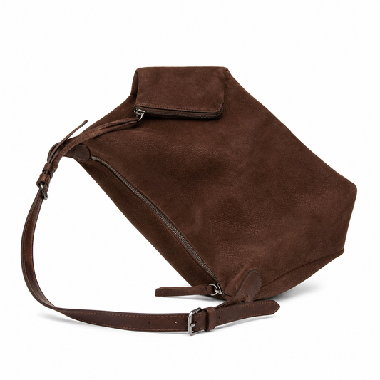 Suede Leather Crossbody Tote