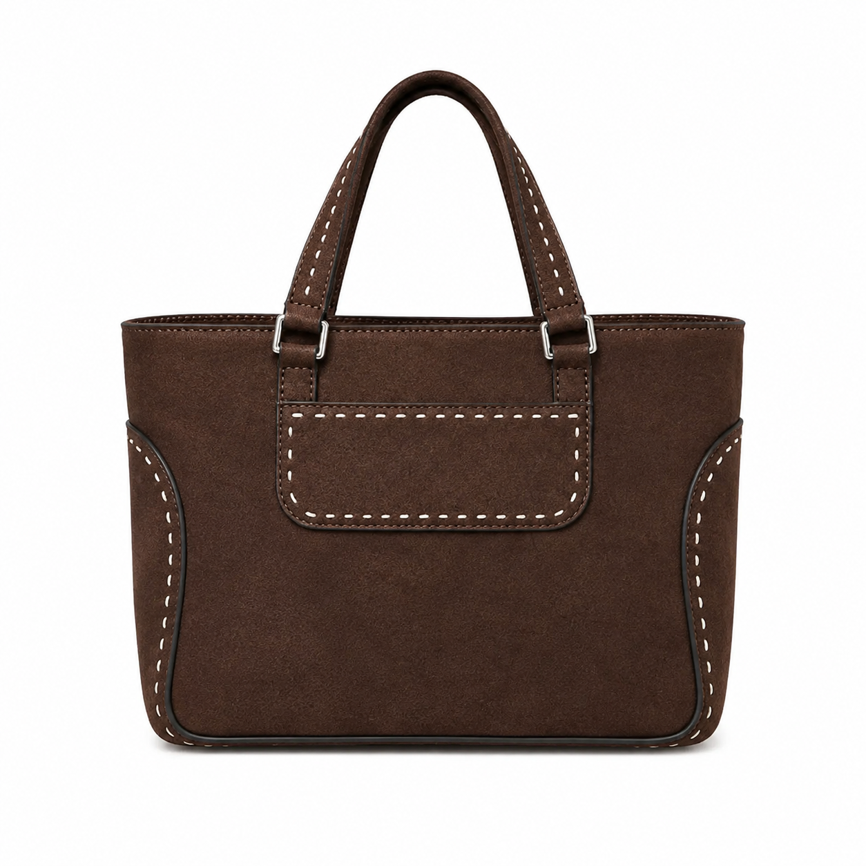 Suede Leather Trim Tote Bag