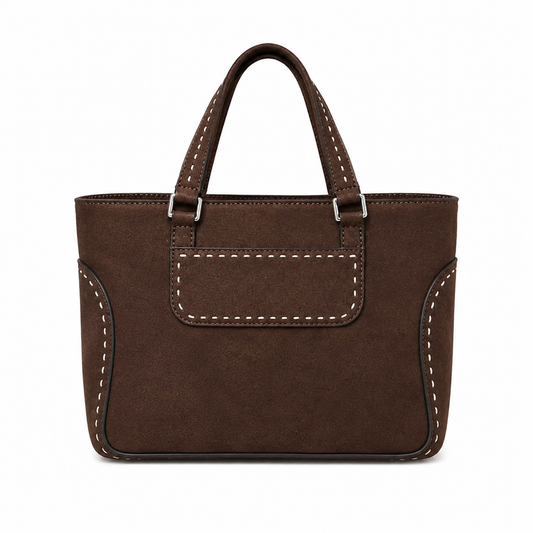 Suede Leather Trim Tote Bag
