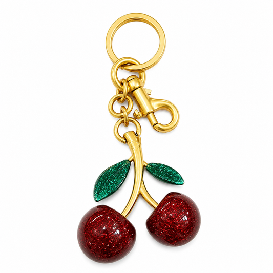 Leaf Crystal Cherry Bag Charm