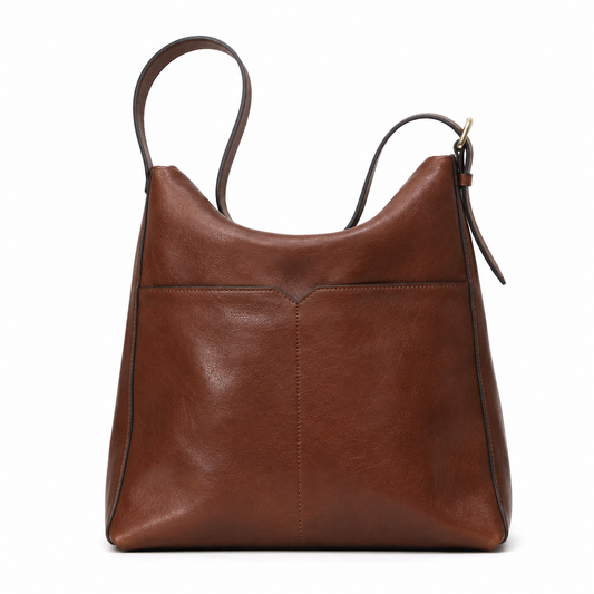 Structured Leather Shoulder Tote Bag